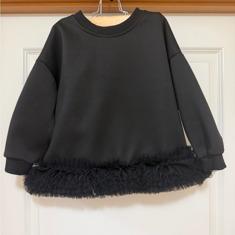 Black Ruffled Kids Sweatshirt